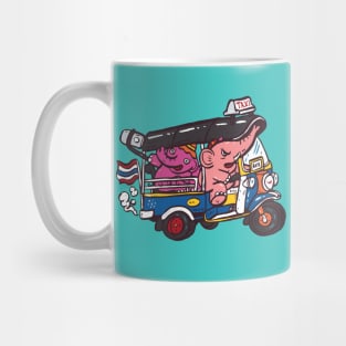 Elephant riding tuktuk Mug